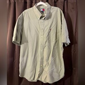 Big&Tall Men’s Short Sleeve Tommy Hilfiger Shirt, Size XXL, Olive green/Dark Tan
